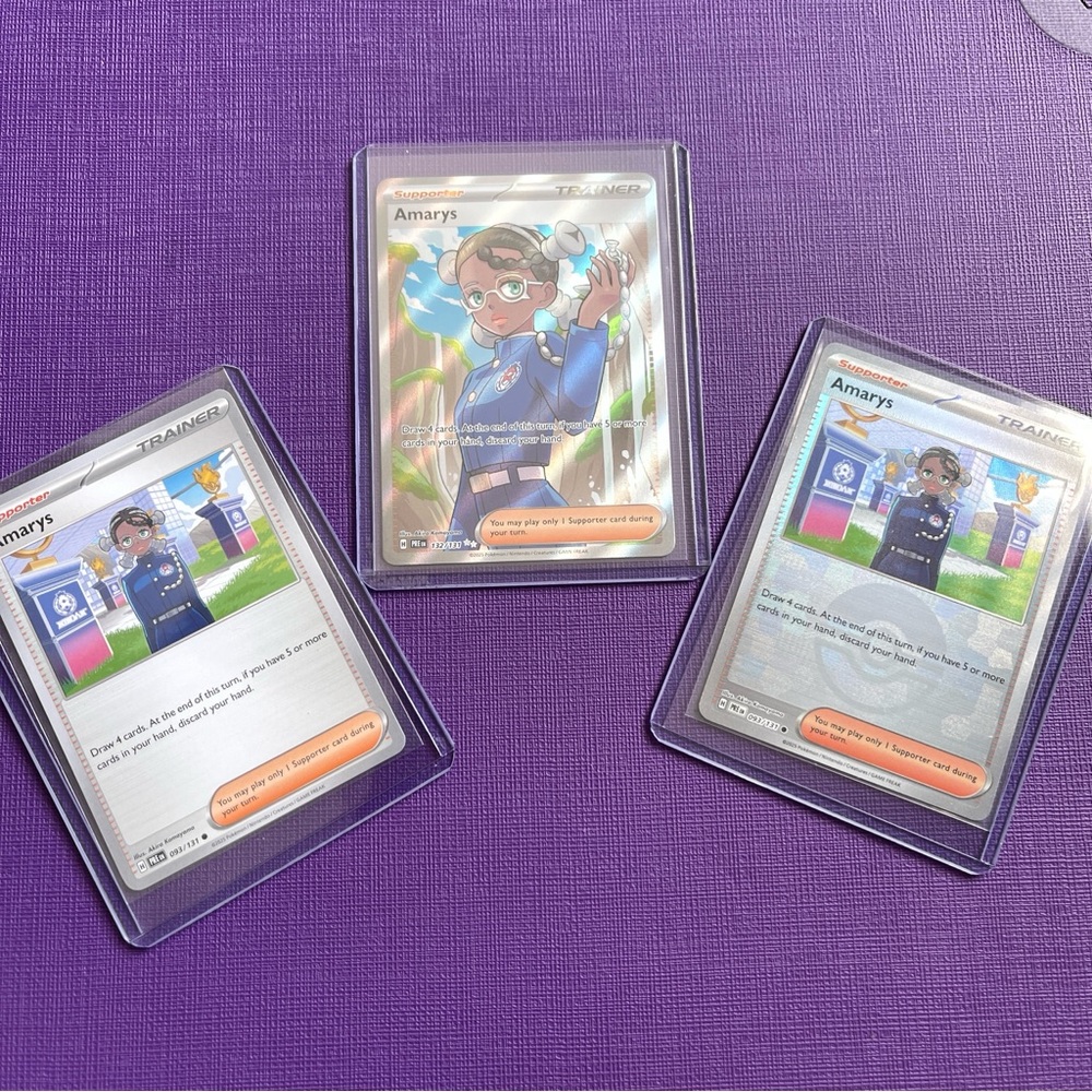 Amarys Trainer Card Bundle! Full Art, Common and pokeball Prismatic Evolutions